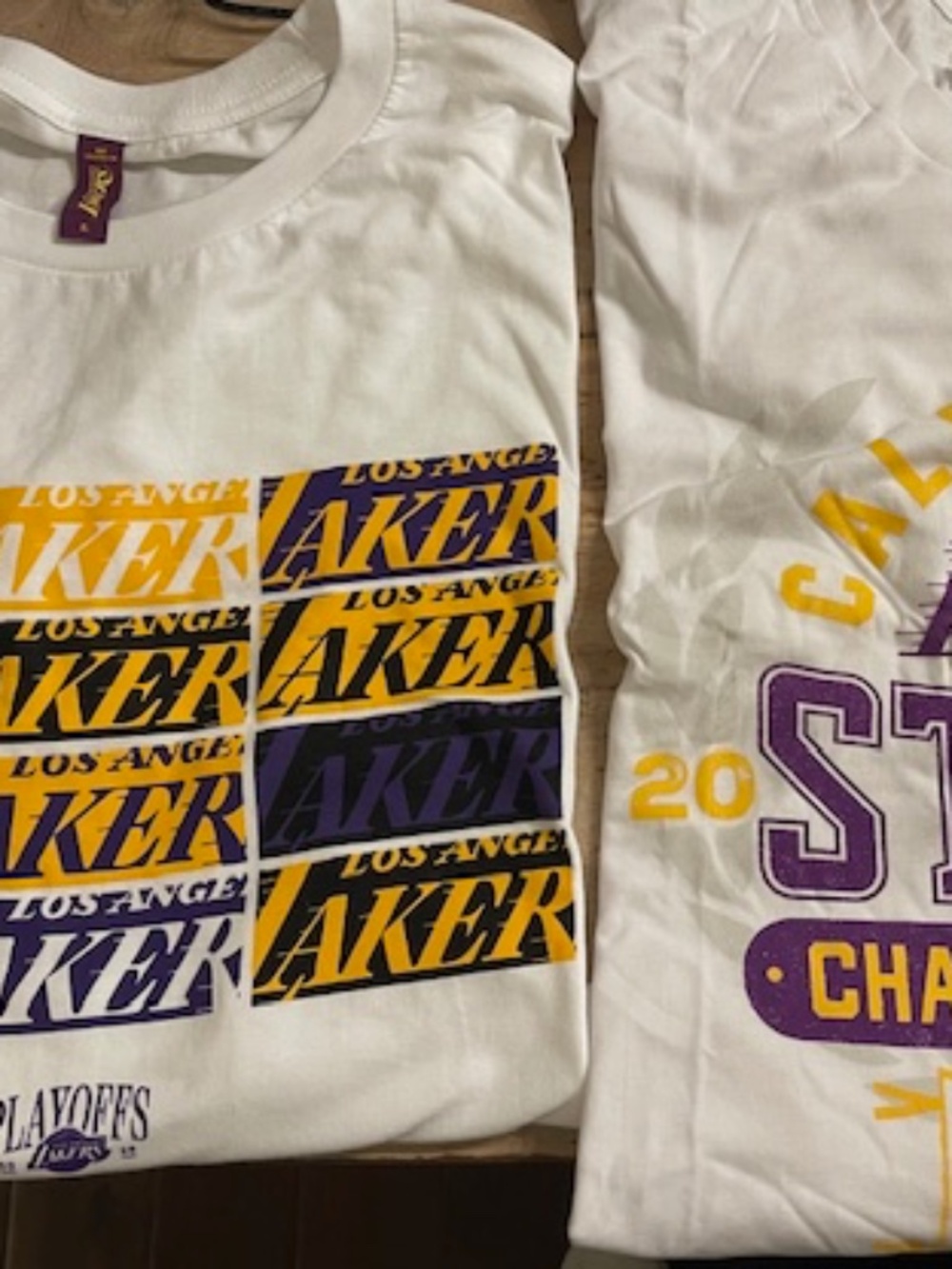 Lakers 2026 Playoff & 2023 Arena Giveaway T-Shirt LOT OF 2--NEW XL